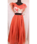 PEACH ORGANZA BLOUSE AND ORGANZA SKIRT