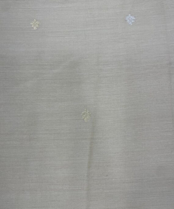 Munga Silk in rose, silver zari with leaf patterns