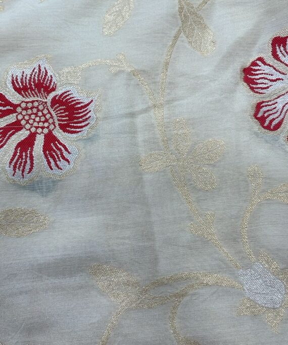 Munga Silk in rose zari with floral patterns