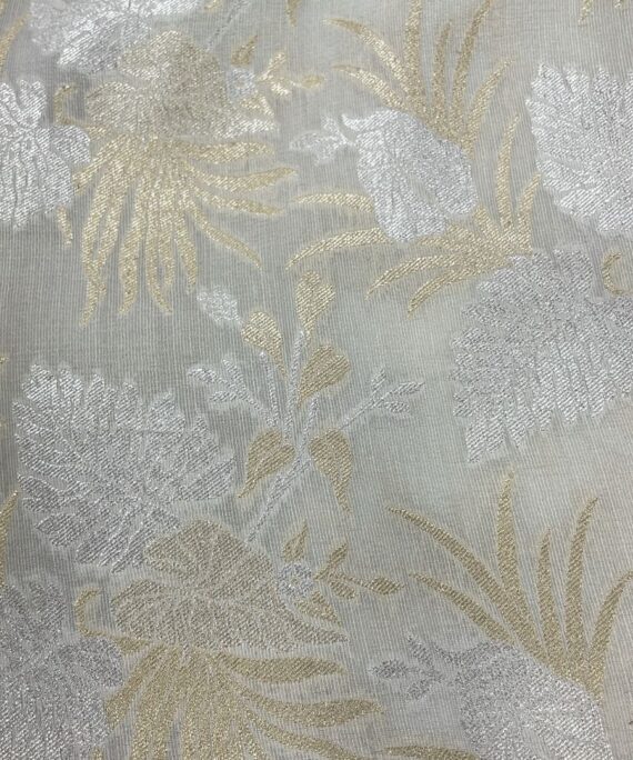 Munga Silk in rose,silver zari with floral pattern